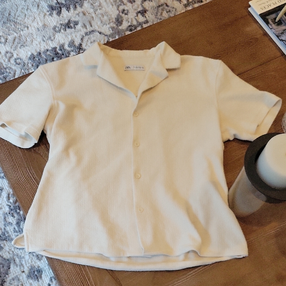 Kids Cream Button-Up Shirt